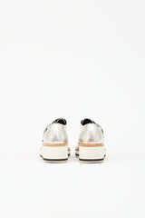 Y's Metallic Leather Wedge Oxford