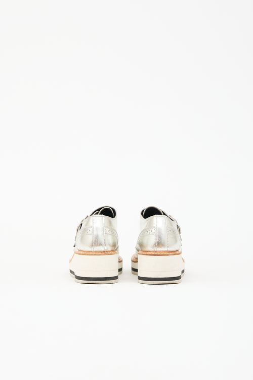 Y's Metallic Leather Wedge Oxford