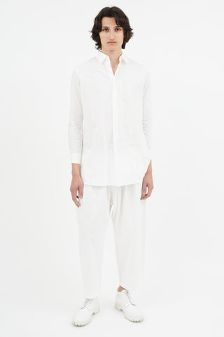 Y's White Embroidered Shirt