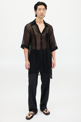 Yang Li Black Sheer Mesh Oversized Shirt