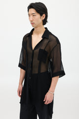 Yang Li Black Sheer Mesh Oversized Shirt