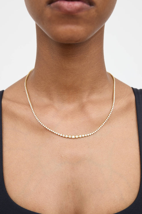 Fine Jewelry 14K Yellow Gold Graduated Diamond Riviera Necklace