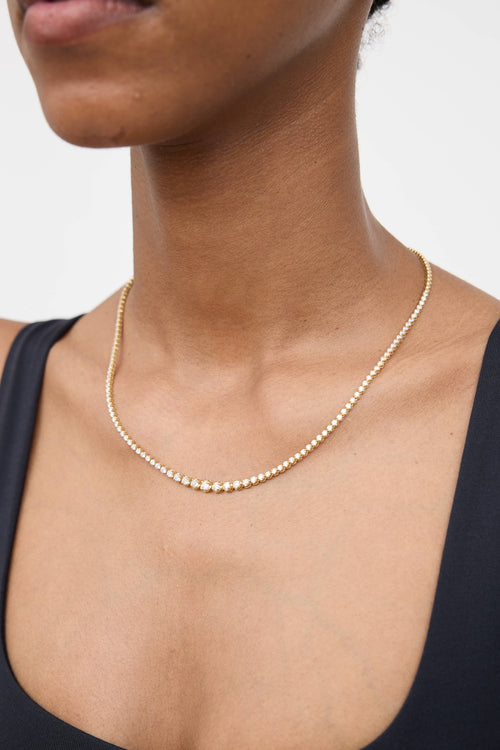 Fine Jewelry 14K Yellow Gold Graduated Diamond Riviera Necklace