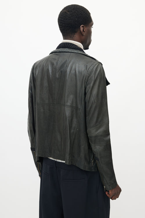 Yigal Azrouel Black Funnel Neck Leather Jacket