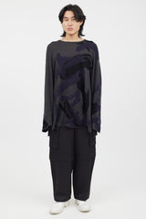Yohji Yamamoto Grey Blue & Black Knit Sweater