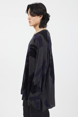 Yohji Yamamoto Grey Blue & Black Knit Sweater
