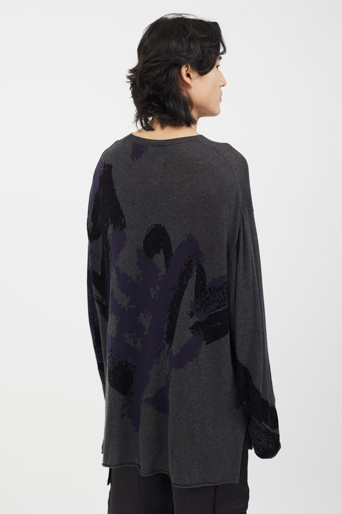 Yohji Yamamoto Grey Blue & Black Knit Sweater