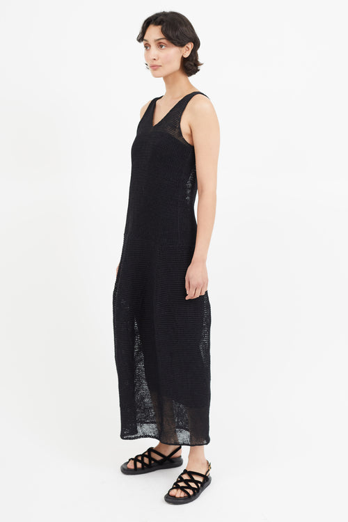 Yohji Yamamoto Black Knit Sleeveless Linen Dress