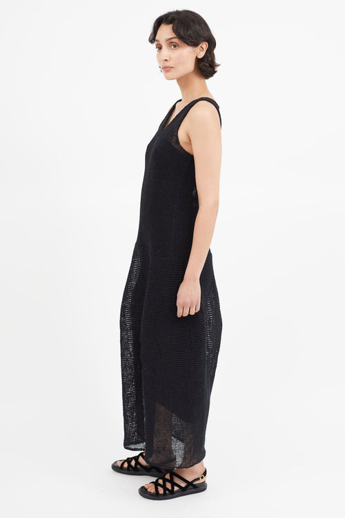 Yohji Yamamoto Black Knit Sleeveless Linen Dress