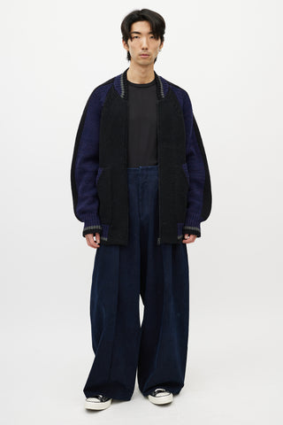 Yohji Yamamoto Black & Multicolour Striped Knit Cardigan