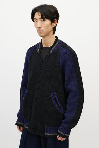Yohji Yamamoto Black & Multicolour Striped Knit Cardigan