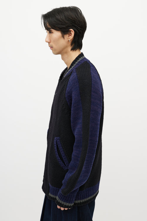 Yohji Yamamoto Black & Multicolour Striped Knit Cardigan