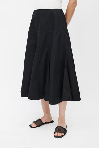 Yohji Yamamoto Black Panelled Midi Skirt