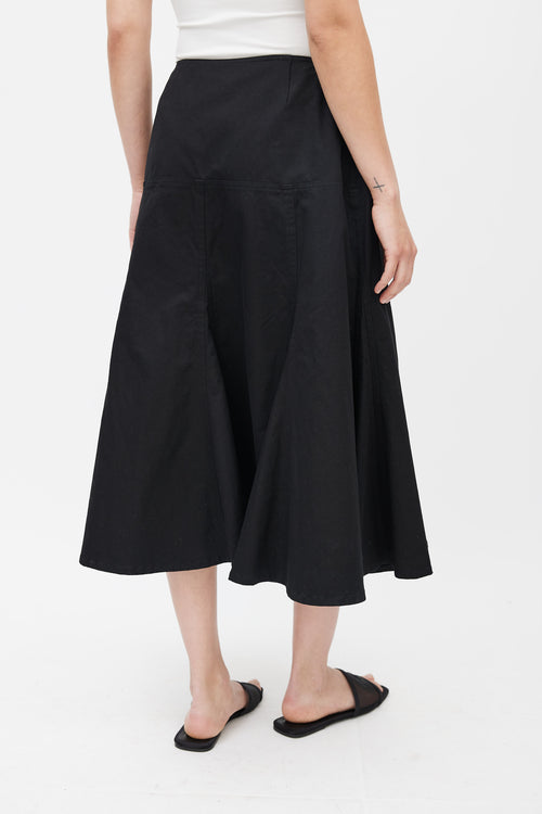 Yohji Yamamoto Black Panelled Midi Skirt