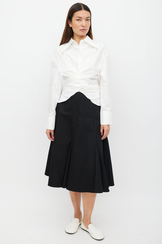 Yohji Yamamoto Black Panelled Ruffled Skirt
