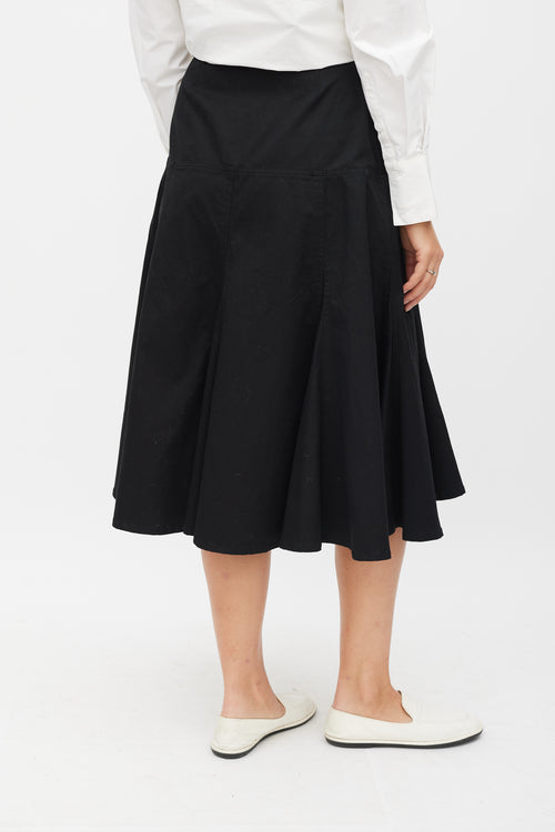 Yohji Yamamoto Black Panelled Ruffled Skirt