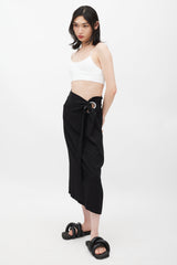 Yohji Yamamoto Black & Silver Eyelet Tie Skirt