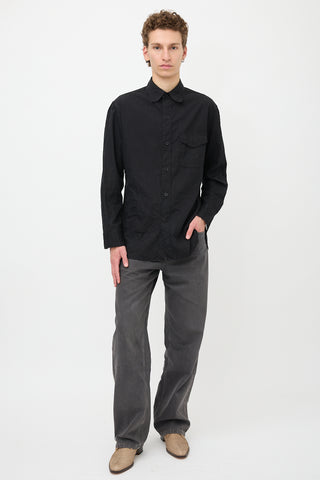 Yohji Yamamoto Crinkled Patch Pocket Shirt