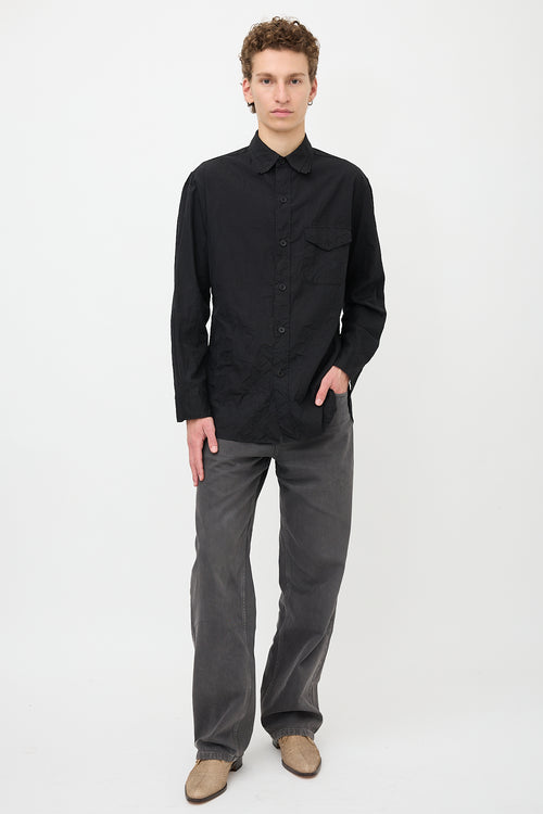 Yohji Yamamoto Crinkled Patch Pocket Shirt