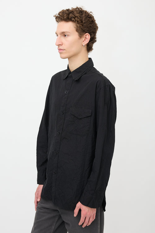 Yohji Yamamoto Crinkled Patch Pocket Shirt
