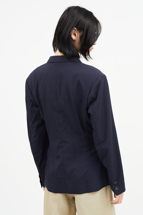 Yohji Yamamoto Navy Wool Double Breasted Blazer