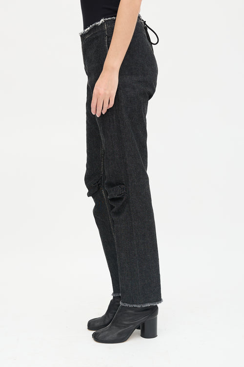 Yohji Yamamoto Lace Up Straight Leg Jeans