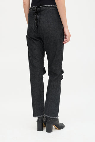 Yohji Yamamoto Lace Up Straight Leg Jeans