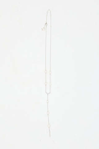 Yoko London 18K Gold Pearl & Diamond V Necklace