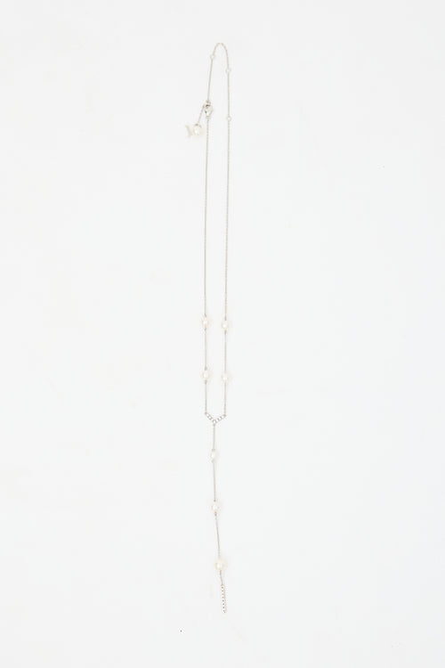 Yoko London 18K Gold Pearl & Diamond V Necklace