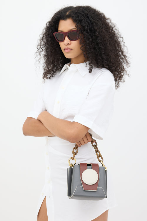 Yuzefi Grey & Brown Leather Daria Bag