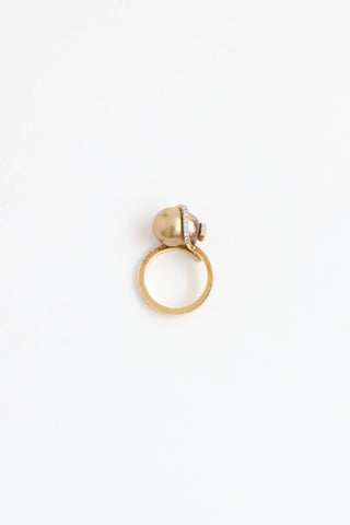 Yvel 18k Yellow Gold Diamond Pearl Wrap Ring