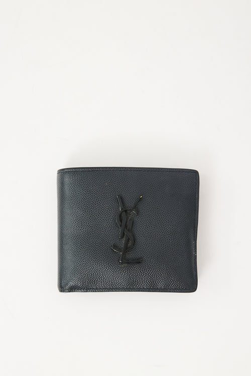 Saint Laurent Black Leather Monogram Bifold Wallet