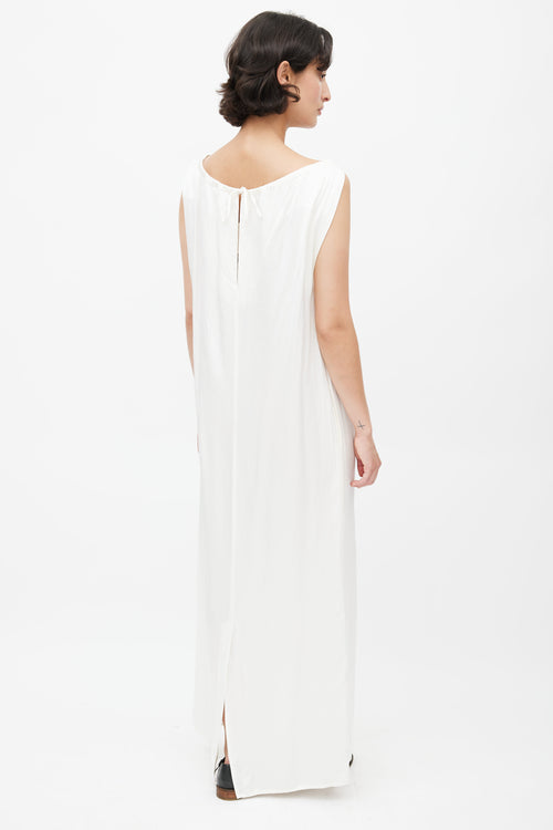 Yves Salomon White Satin Drawstring Dress