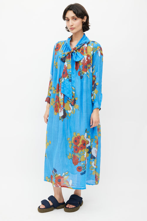 Yvonne S Blue & Multi Floral Dress