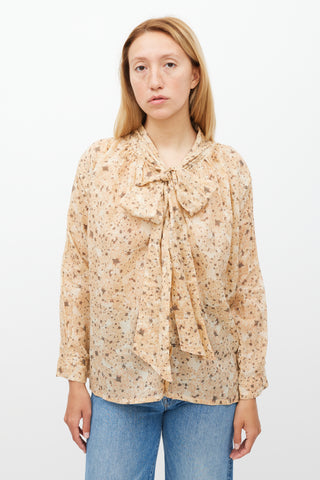 Yvonne S Pink & Grey Speckle Printed Top