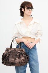 Zagliani Metallic Exotic Leather Bag
