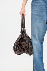 Zagliani Metallic Exotic Leather Bag