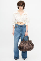 Zagliani Metallic Exotic Leather Bag