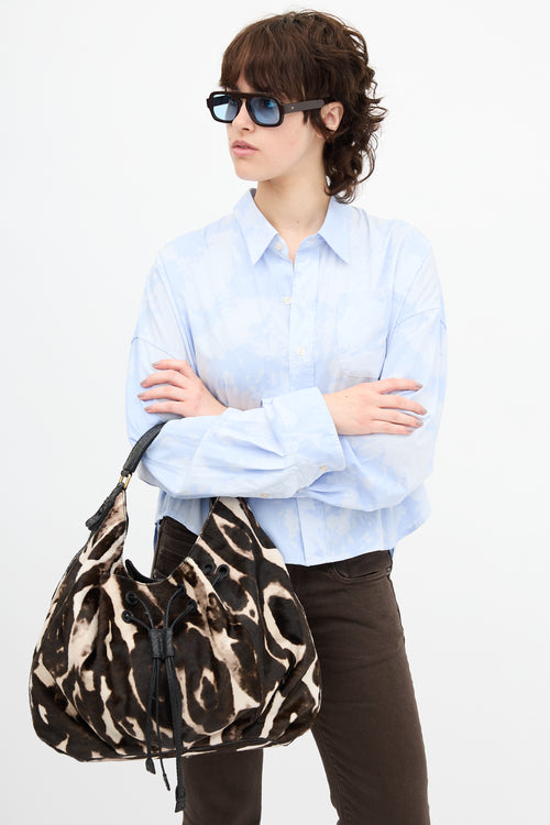 Zagliani Hair & Exotic Leather Shoulder Bag