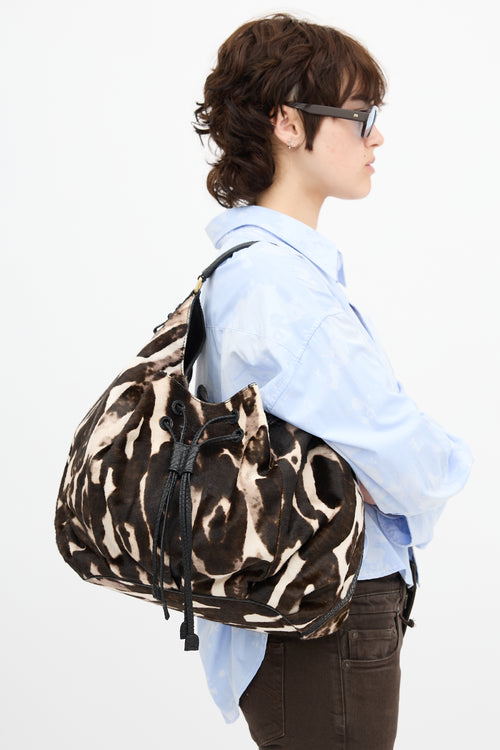 Zagliani Hair & Exotic Leather Shoulder Bag