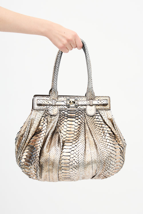 Zagliani Metallic Exotic Leather Bag