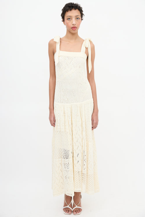 Zimmermann Cream Crochet Anneke Patchwork Dress