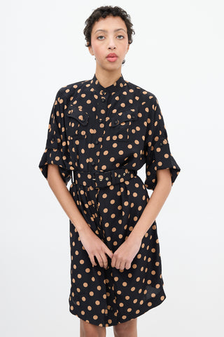 Zimmermann Black & Brown Polka Dot Shirt Dress