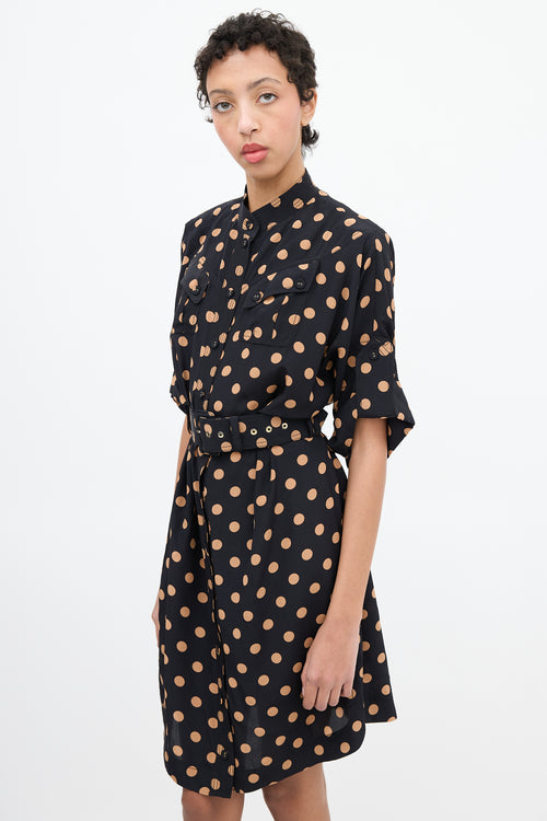 Zimmermann Black & Brown Polka Dot Shirt Dress