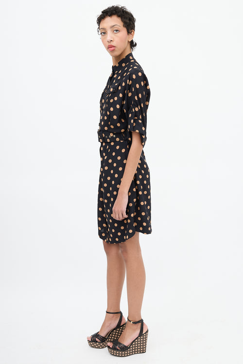 Zimmermann Black & Brown Polka Dot Shirt Dress