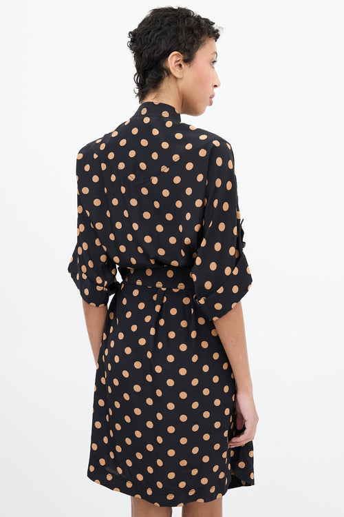 Zimmermann Black & Brown Polka Dot Shirt Dress