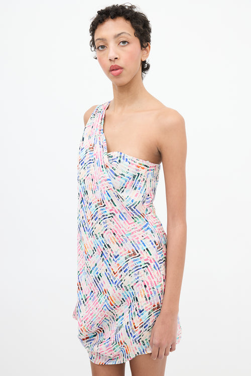 Zimmermann Multicolour Silk Printed Drape Mini Dress