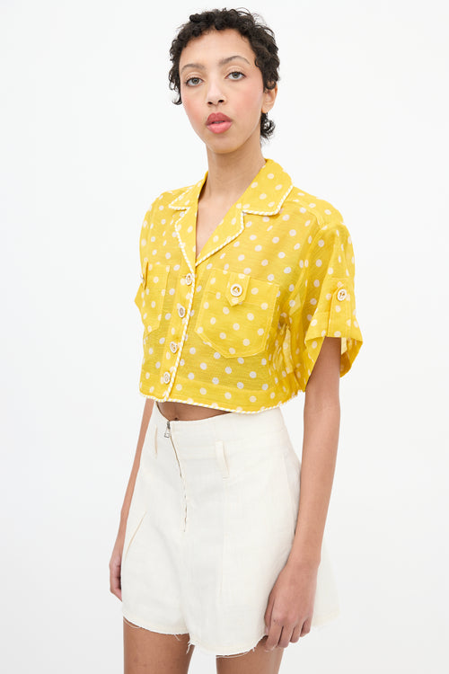 Zimmermann Yellow & White Polka Dot Cropped Shirt