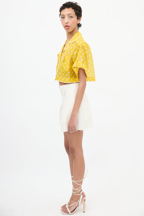 Zimmermann Yellow & White Polka Dot Cropped Shirt