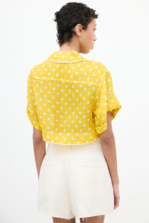 Zimmermann Yellow & White Polka Dot Cropped Shirt